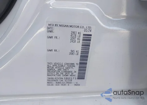 2024 Nissan Altima Sr Fwd from USA, damaged, VIN 1N4BL4CV2RN380575